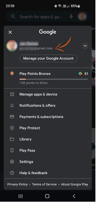 Your Google Play account email address